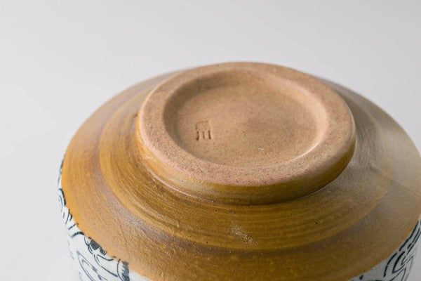 Carp in Waves Pattern Matcha Bowl in Wooden Gift Box