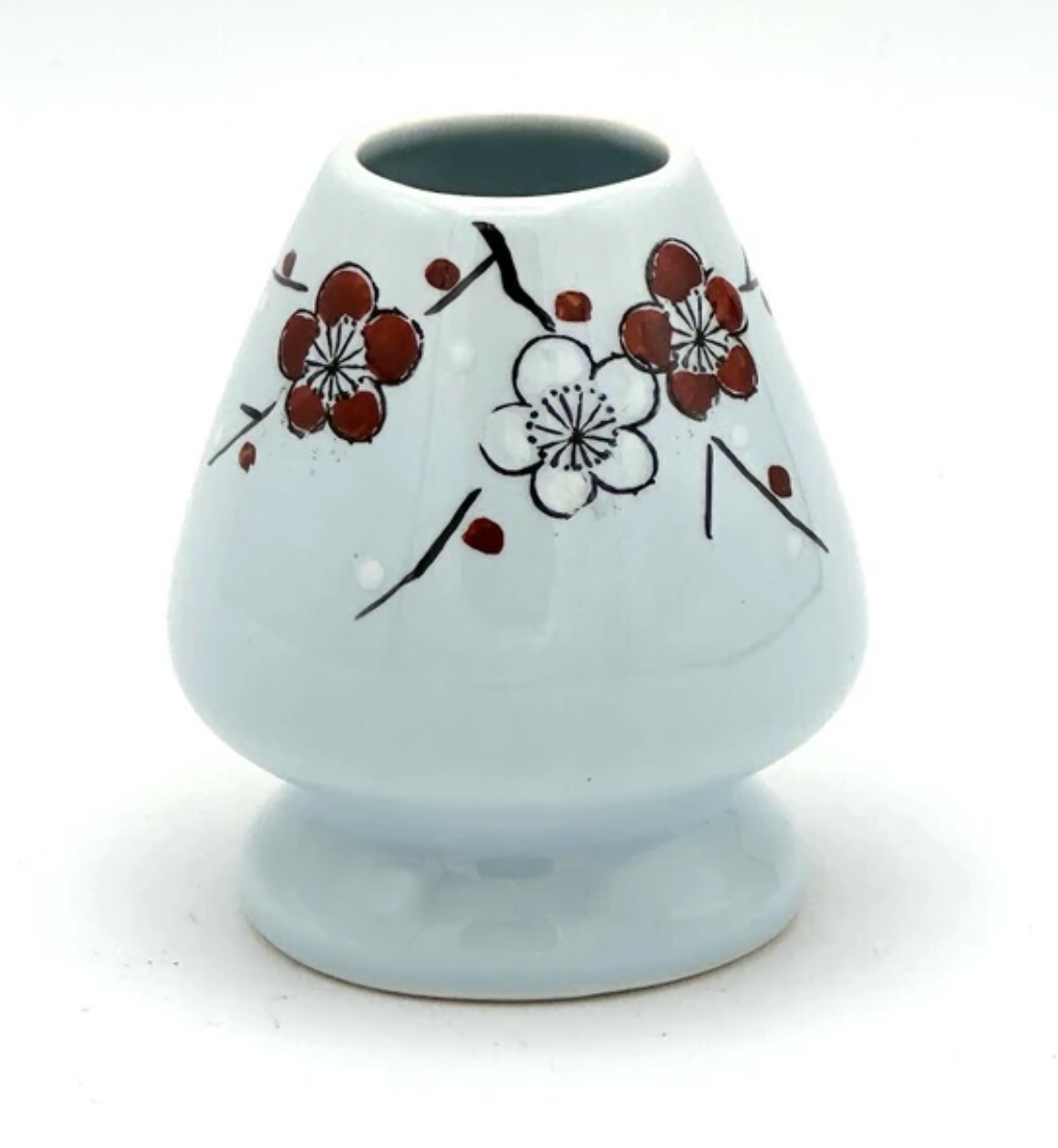 Nagomi: Chasen Holder, Bamboo Whisk Stand (Red & White Plum, 紅白梅)