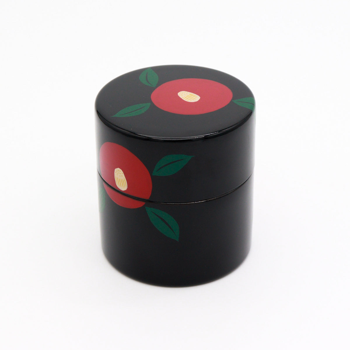 Korindo Echizen: Urushi Tea Canister Kuro-Tsubaki - 光琳堂 越前漆器: うるし茶筒「黒椿」