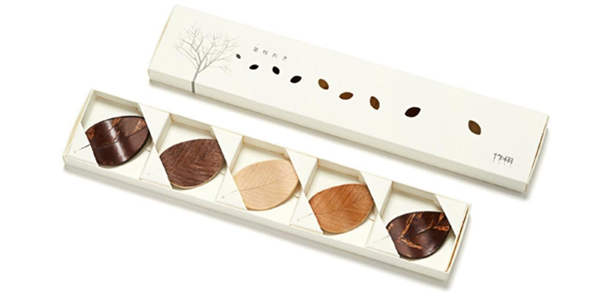 Fujiki Denshiro: Hashioki Leaves - Chopstick Rests, 5-piece set - yumenet.live