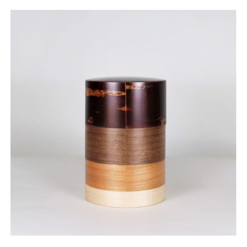 Fujiki Denshiro: Wazutsu Series Kabazaiku Tea Canisters, 4-color Sakura Bark 輪筒4色 茶筒 無地皮 - yumenet.live