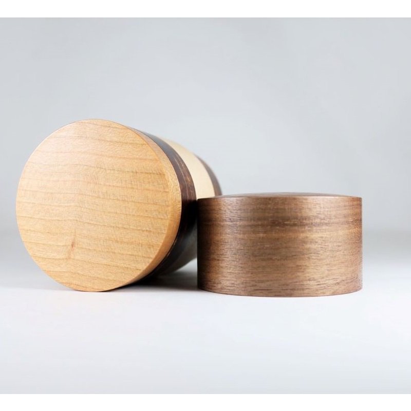 Fujiki Denshiro: Wazutsu Series Kabazaiku Tea Canisters, 4-color Walnut 輪筒4色 茶筒 くるみ - yumenet.live