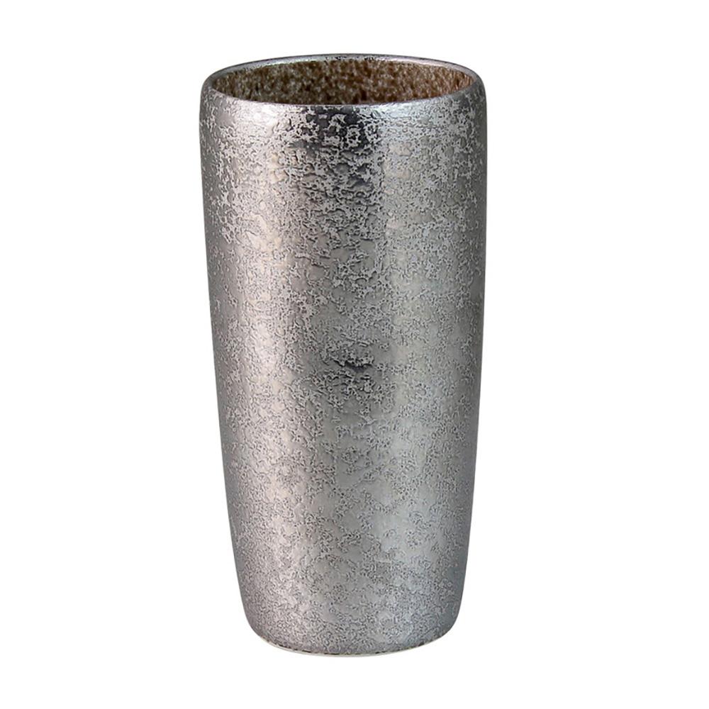 Touetsugama Aritayaki Dimple Rock Tumbler - Ibushi Silver - Brown いぶし銀内茶彩 えくぼロックビアカップ - yumenet.live