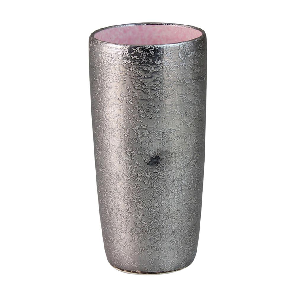 Touetsugama Aritayaki Dimple Rock Tumbler - Ibushi Silver - Pink いぶし銀内ピンク えくぼロックビアカップ - yumenet.live