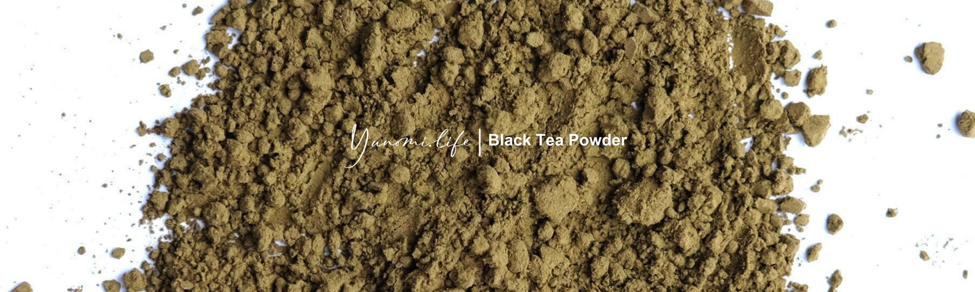Black tea powder banner by yumenet.live