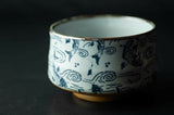 Carp in Waves Pattern Matcha Bowl in Wooden Gift Box