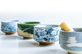 Carp in Waves Pattern Matcha Bowl in Wooden Gift Box