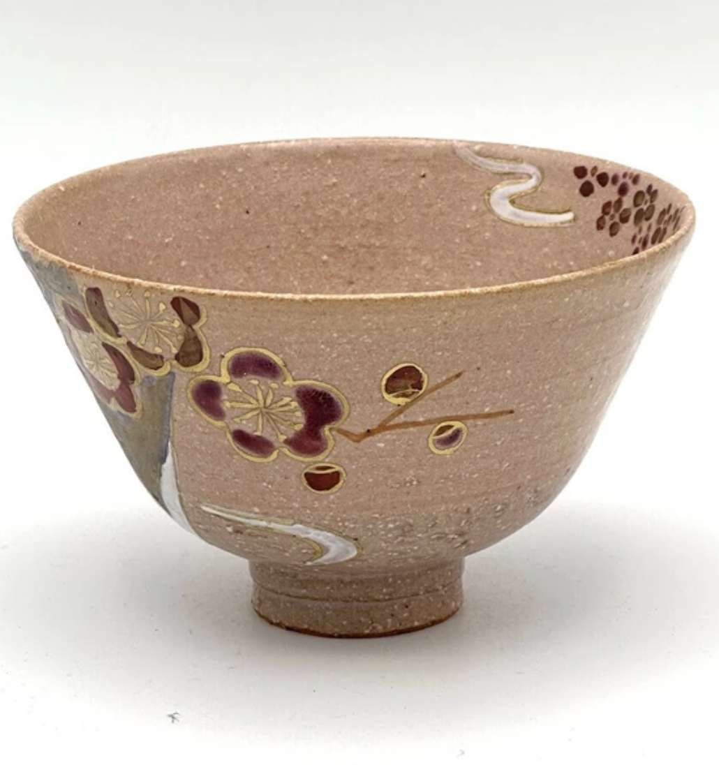 Nagomi: Kyo-yaki Matcha Bowl (京焼抹茶碗  Ume & Mt. Fuji / 梅と富士山）
