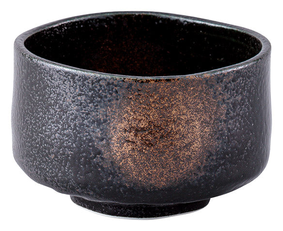 NOT AVAILABLE. Seiangama: Black Sand Gold Finish Matcha Bowl 黒砂金化粧抹茶椀