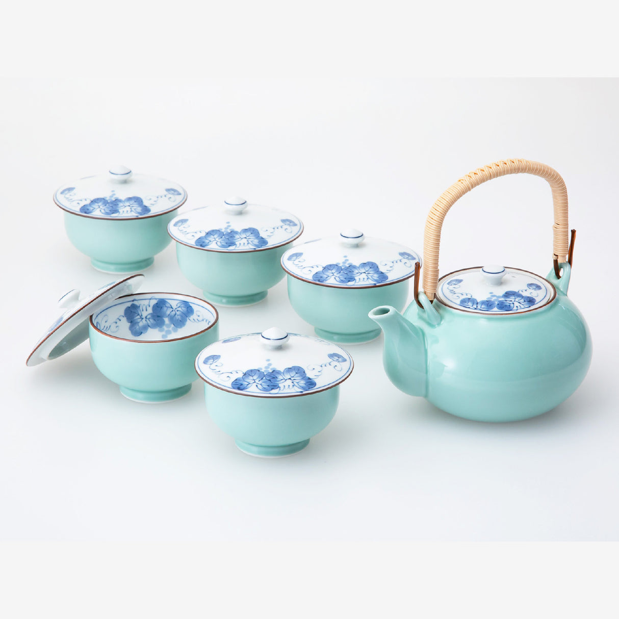 西海陶器：葡萄模様陶器土瓶蓋付き急須＆カップギフトセット