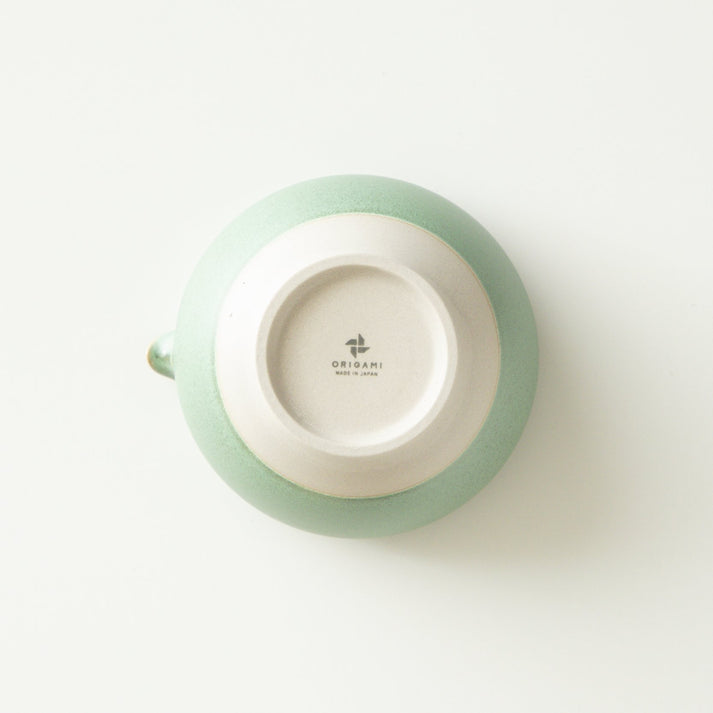 おりがみ茶 松風グリーン 美濃焼 磁器 抹茶茶碗 注ぎ口付き 抹茶碗 松風グリーン