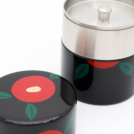Korindo Echizen: Urushi Tea Canister Kuro-Tsubaki - 光琳堂 越前漆器: うるし茶筒「黒椿」