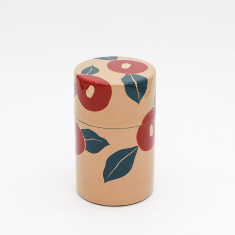 Korindo Echizen: Urushi Tea Canister Shiro-Tsubaki - 光琳堂 越前漆器: うるし茶筒「白椿」