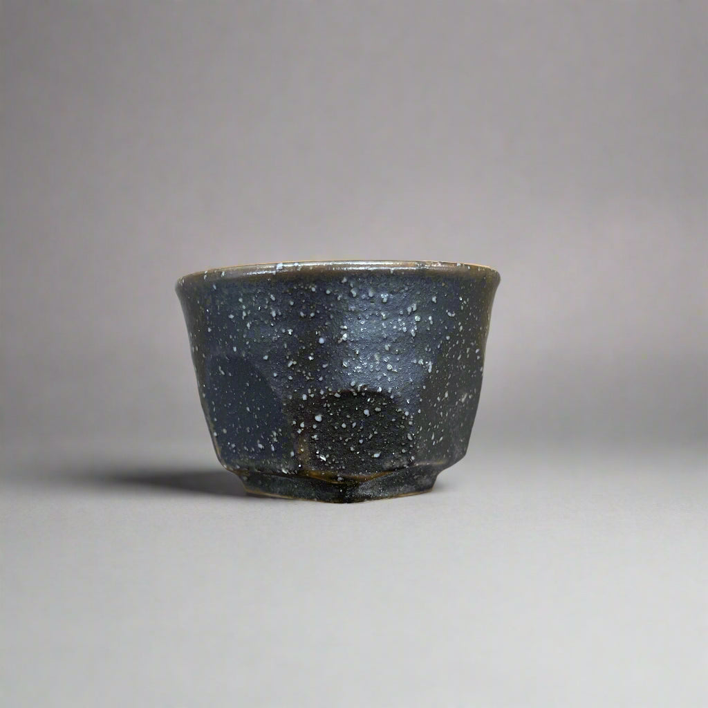 青安窯：彫絵美濃焼 ぐい呑み 5個セット 木箱付き 削ぎ五様 ぐい呑揃え