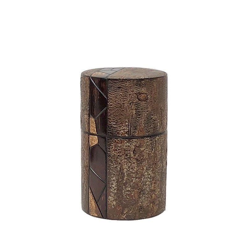 Fujiki Denshiro: Frosted Oyamazakura Bark Chazutsu (Vertical Stripe) by Arakawa Keitaro 総皮茶筒 大山桜 霜降皮 縦（荒川慶太郎　作） - yumenet.live