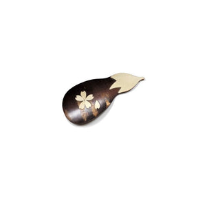 Fujiki Denshiro (last few units): Sakura Bark Tea Scoop Chasaji, Eggplant-shaped design with Sakura 茶箕 ナス 桜 - yumenet.live
