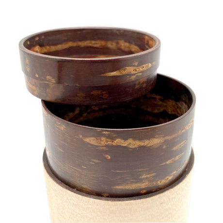 Fujiki Denshiro: Obizutsu Tea Canister - Walnut 帯筒茶筒くるみ - yumenet.live