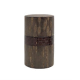 Fujiki Denshiro: Oyama Sakura Bark Chazutsu, Ajiro Weave (Horizontal Stripe) by Arakawa Keitaro 総皮茶筒 大山桜 アジロ 横（荒川慶太郎　作） - yumenet.live