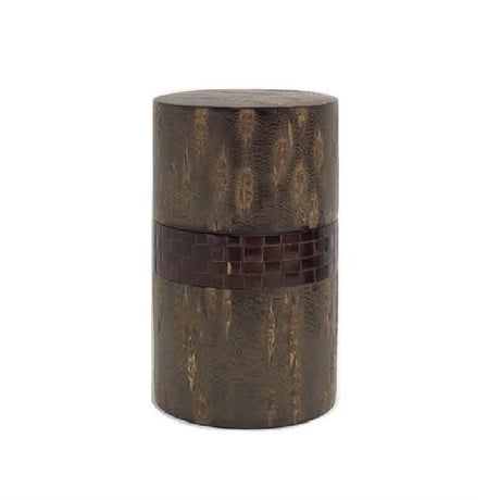 Fujiki Denshiro: Oyama Sakura Bark Chazutsu, Ajiro Weave (Horizontal Stripe) by Arakawa Keitaro 総皮茶筒 大山桜 アジロ 横（荒川慶太郎　作） - yumenet.live