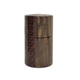 Fujiki Denshiro: Oyama Sakura Bark Chazutsu, Ajiro Weave (Vertical Stripe) by Arakawa Keitaro 総皮茶筒 大山桜 アジロ 縦（荒川慶太郎　作） - yumenet.live