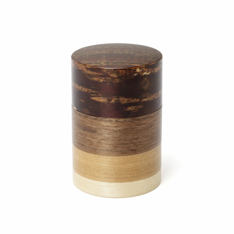 Fujiki Denshiro: Wazutsu Series Kabazaiku Tea Canisters, 4-color Sakura Bark 輪筒4色 茶筒 無地皮 - yumenet.live