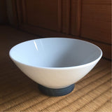 Hakusan Porcelain: Hasamiyaki Rice Bowl - "Threads of Hemp" (Indigo or Sepia) - yumenet.live