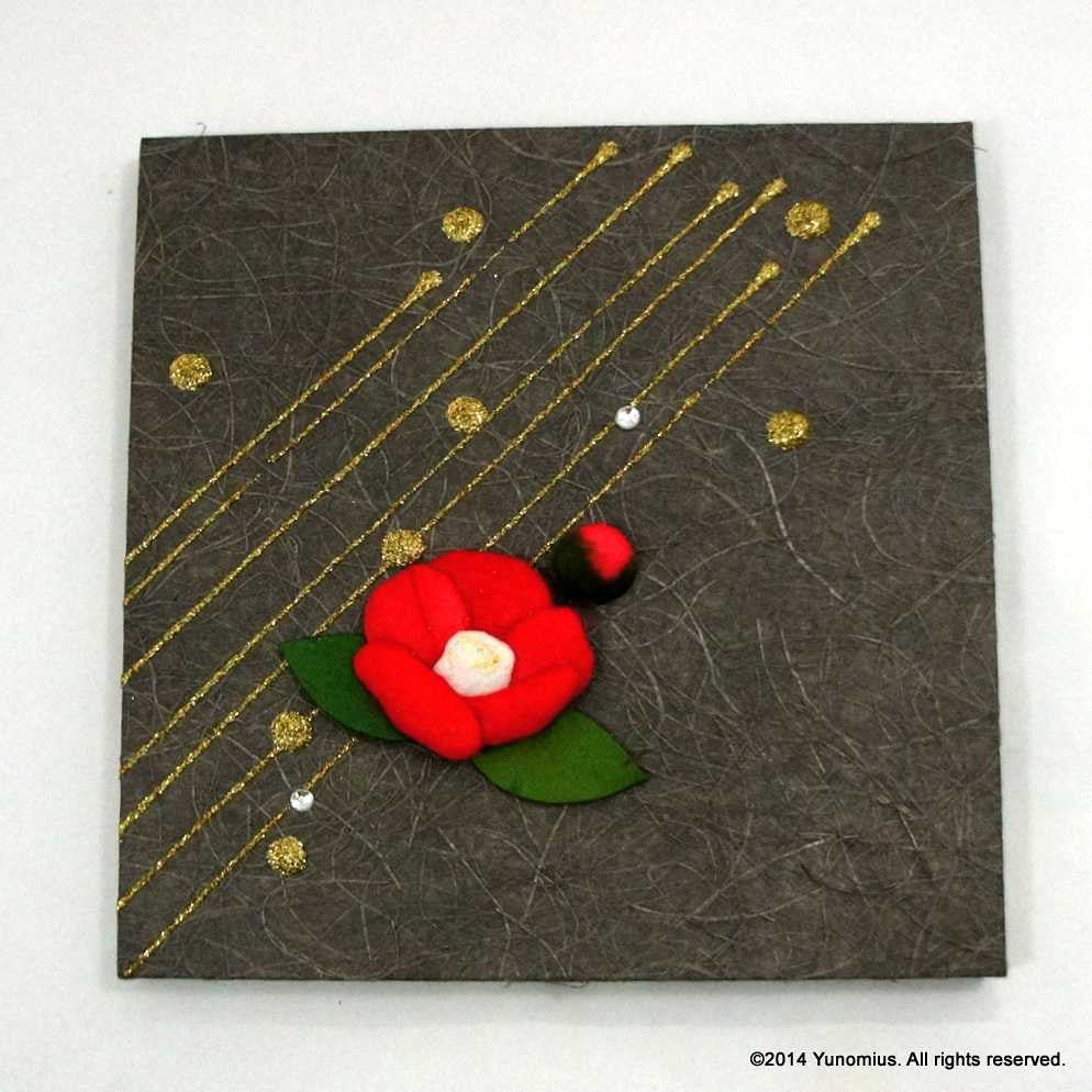 Hana & Haku: Tsubaki Flower Washi Paper Panel (Grey #1) - yumenet.live