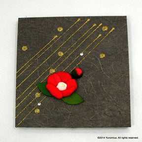 Hana & Haku: Tsubaki Flower Washi Paper Panel (Grey #1) - yumenet.live