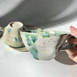 Hiroshi Hirai: Heart Shaped Cup & Saucer Set, Green Accents - yumenet.live