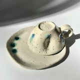 Hiroshi Hirai: Heart Shaped Cup & Saucer Set, Green Accents - yumenet.live
