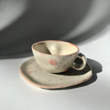 Hiroshi Hirai: Heart Shaped Cup & Saucer Set, Pink Accents - yumenet.live
