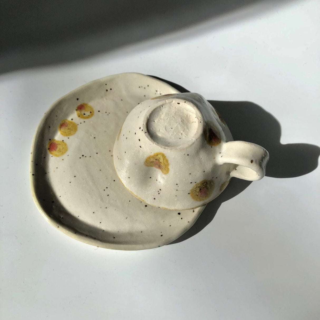 Hiroshi Hirai: Heart Shaped Cup & Saucer Set, Yellow Accents - yumenet.live