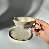 Hiroshi Hirai: Heart Shaped Cup & Saucer Set, Yellow Accents - yumenet.live