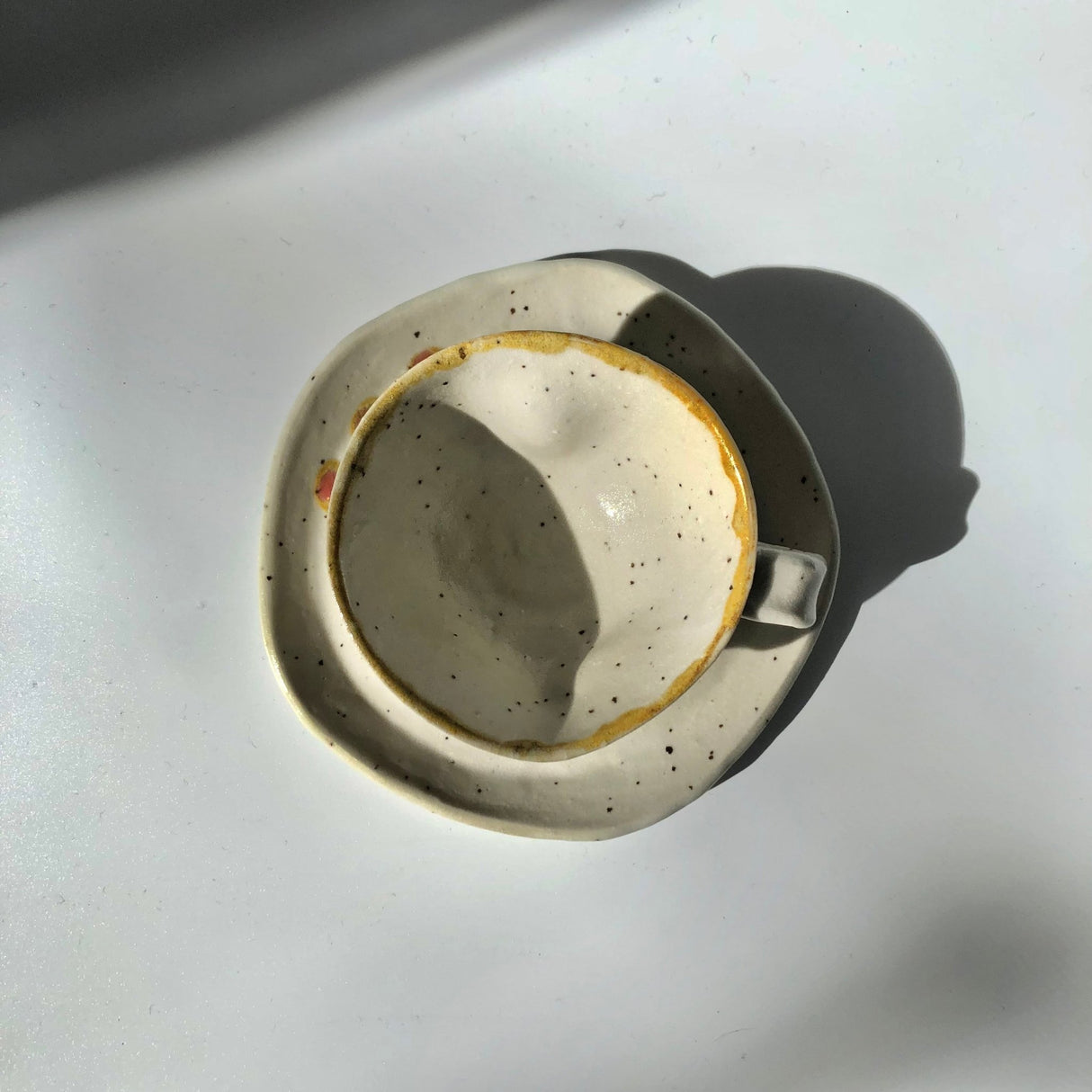 Hiroshi Hirai: Heart Shaped Cup & Saucer Set, Yellow Accents - yumenet.live