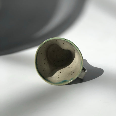Hiroshi Hirai: Heart Shaped Mug Cup, Green Accents - yumenet.live