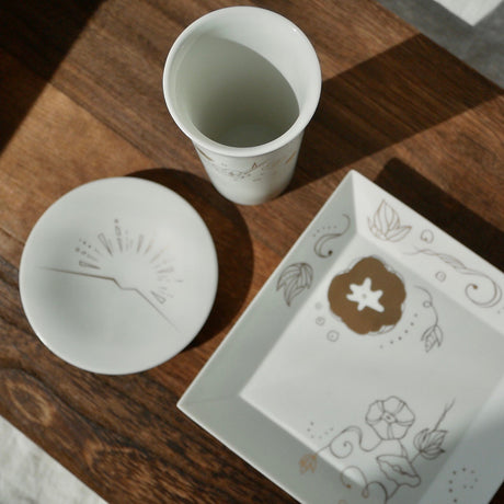 Kamigata Ryugi: Haiku Series Plate Set, Gold - yumenet.live
