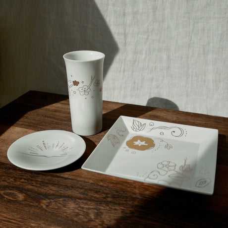 Kamigata Ryugi: Haiku Series Plate Set, Gold - yumenet.live