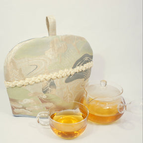 Kimono Sash Tea Cozy #1: Pine Tree and River by mami.mano - yumenet.live