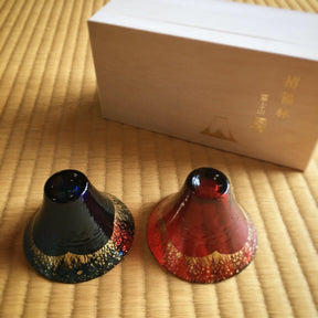 Kimoto Glass: a pair of Shofukuhai Mt.Fuji Deep Blue and Gold Red (65ml) - yumenet.live