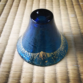 Kimoto Glass: Shofukuhai Mt. Fuji Blue Sake Glass, 65 ml - yumenet.live