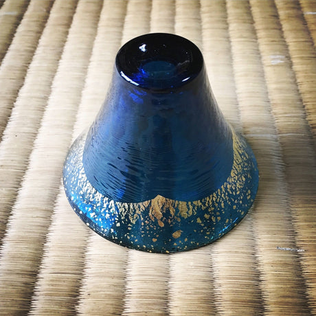 Kimoto Glass: Shofukuhai Mt. Fuji Blue Sake Glass, 65 ml - yumenet.live