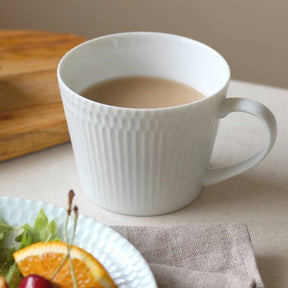 Oda Pottery: Sazanami Design Porcelain Mug Cup (White) 小田陶器さざなみマグカップ（白） - yumenet.live