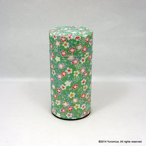 Okumura Seikan 775: Tea Canister, Chiyogami Washi Paper - Sakura Green (Size for 175g) - yumenet.live