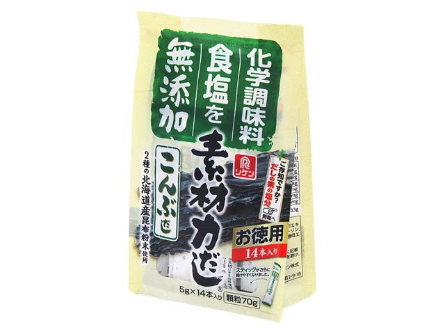 Riken Sozairyoku: Japanese soup stock, Konbu-dashi, 14 x 5g packets 素材力だし こんぶだし - yumenet.live
