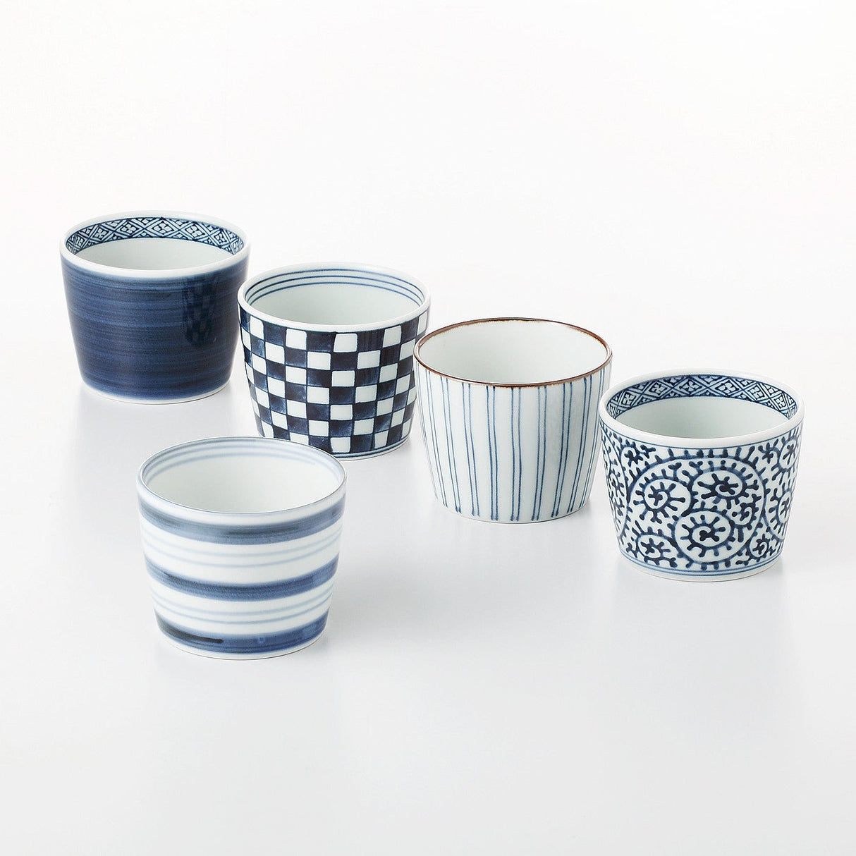 Saikai Ceramics: 5-piece Aritayaki Soba Cup Set, Indigo Design Series - yumenet.live