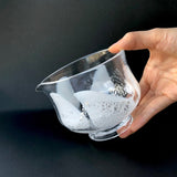 Suikaen: Katakuchi Chawan Glass Matcha Bowl with Spout (Tomoe, 巴) - yumenet.live