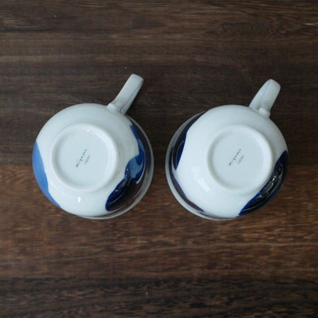 Yamani - Miyama Tableware: Blue Ink White Paired Mugs - yumenet.live