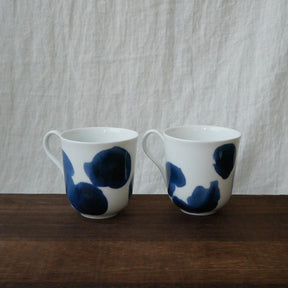 Yamani - Miyama Tableware: Blue Ink White Paired Mugs - yumenet.live