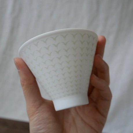 Yamani - Miyama Tableware: Chahaku Morning Glory Tea Cup - Gyokuro Green - yumenet.live