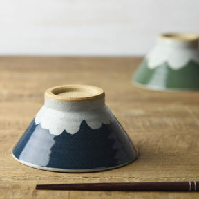 Yamani - Teshigoto Series: Mt Fuji Rice Bowl, 13 cm, Indigo - yumenet.live